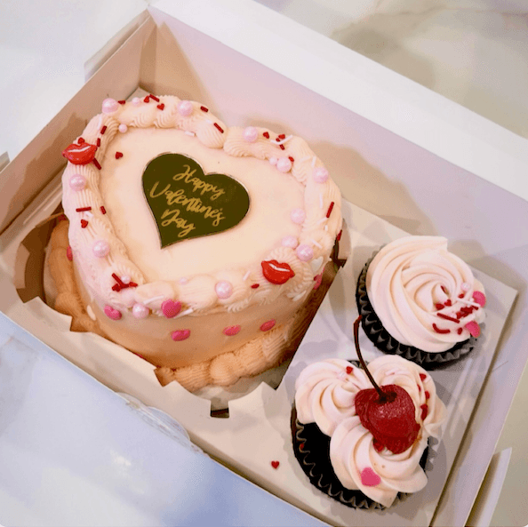 valentines day box light pink - custom eggless gallery cake by Cakes by Ashni