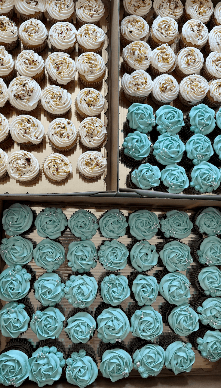 blue white cupcakes - custom eggless hero cake by Cakes by Ashni